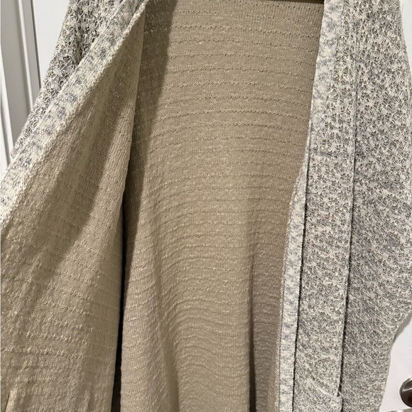 World Market One Size Kimono Cardigan Poncho Duster L XL 1X 2X 3X Pockets Taupe - Picture 9 of 12